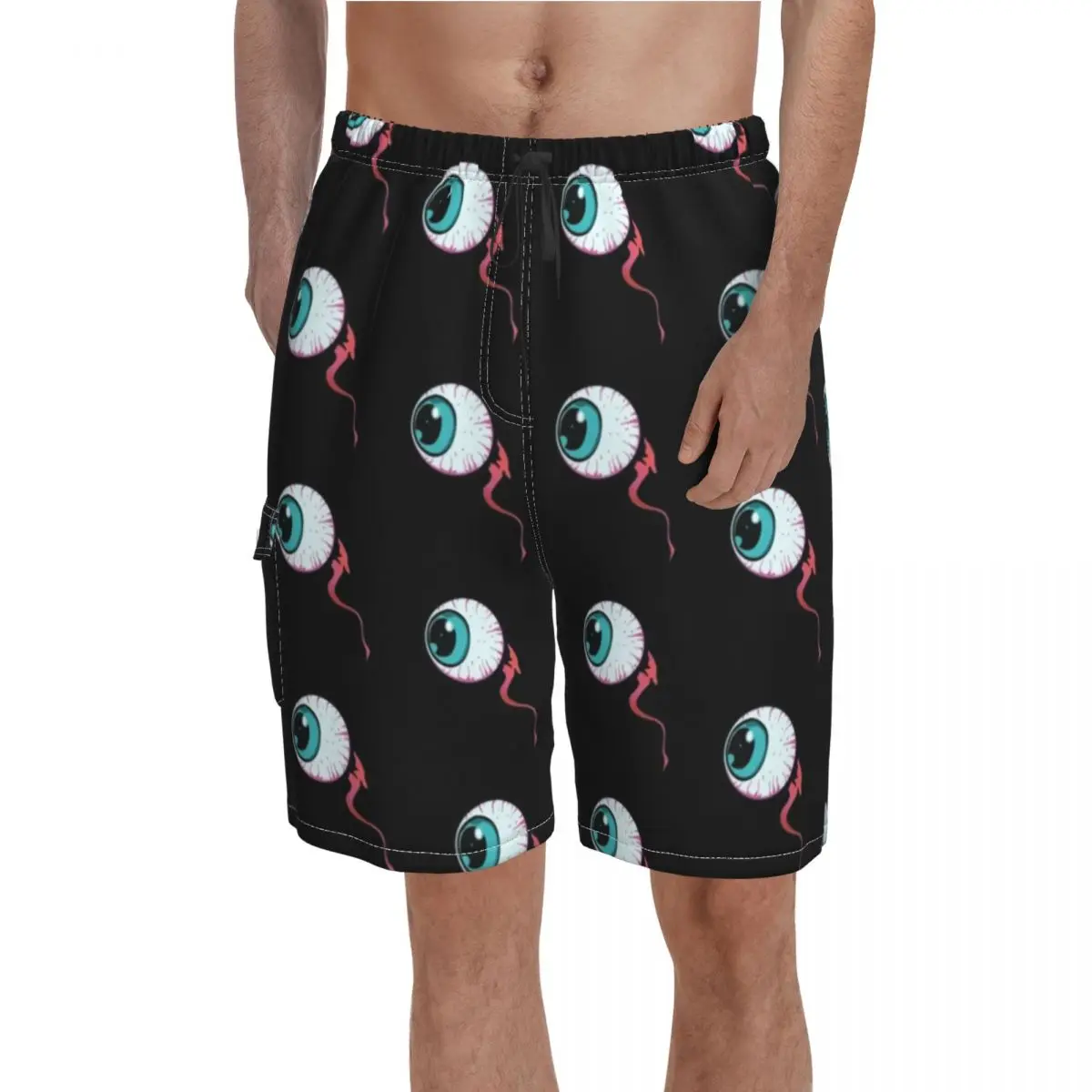 

Blue Spooky Eyes Board Shorts Bloody Eyeball Design Classic Board Short Pants Man Customs Large Size Swimming Trunks Gift idea