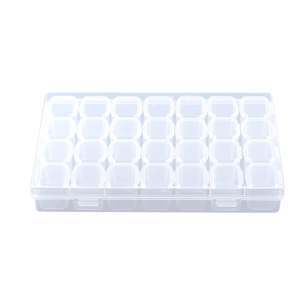 

Clear Plastic 28 Slots Adjustable Tablet Medicine Pill Jewelry Storage Organizer Box Container