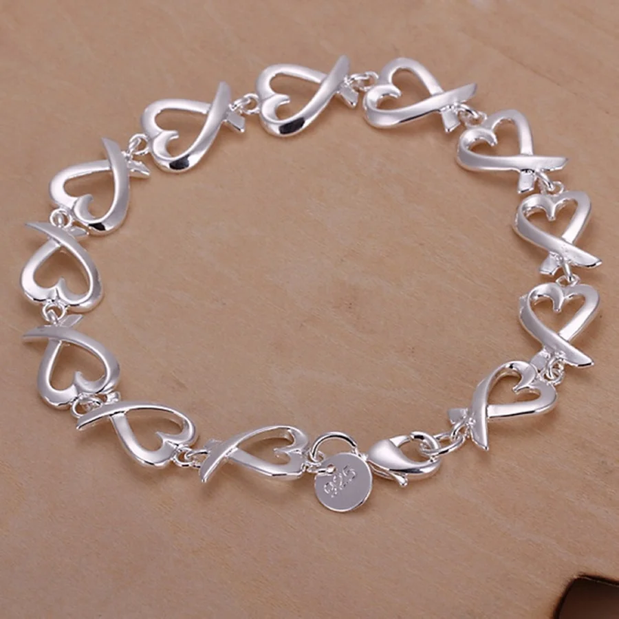 

For women wedding lady cute noble pretty Silver color Jewelry fashion Bracelets nice chain link free shipping hot gifts