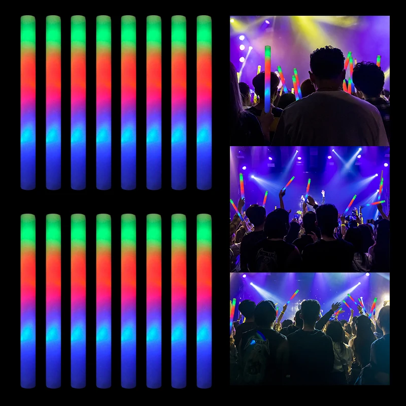30pc Colorful Glow Sticks Bulk Cheer Tube Stick LED Glow Sticks Light Rally Party Concert Show Party Glow Sticks LED Light Props