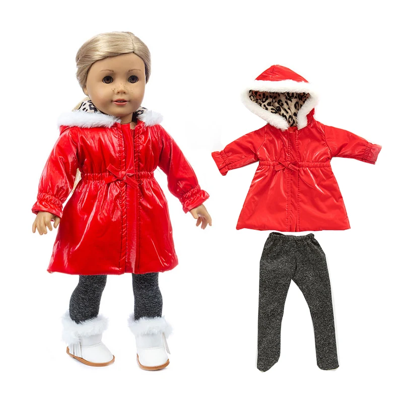 

Baby Doll Clothes red long coat black stocks 18" Doll Clothes jacket doll toys wearing
