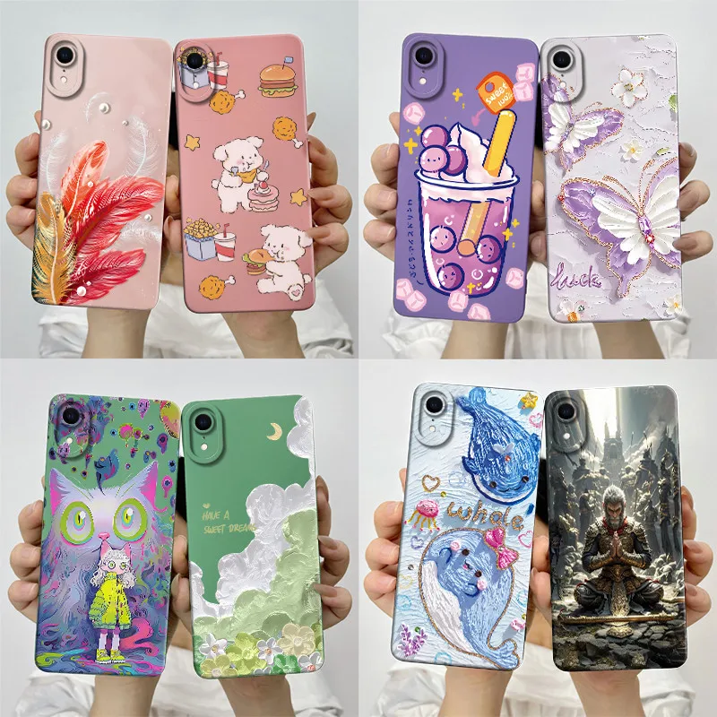 For Apple iPhone XR Phone Case Cover A2105 A1984 A2107 A2108 A2106 Soft Silicone Sweet Painted Back Shell Cute Printed Casing