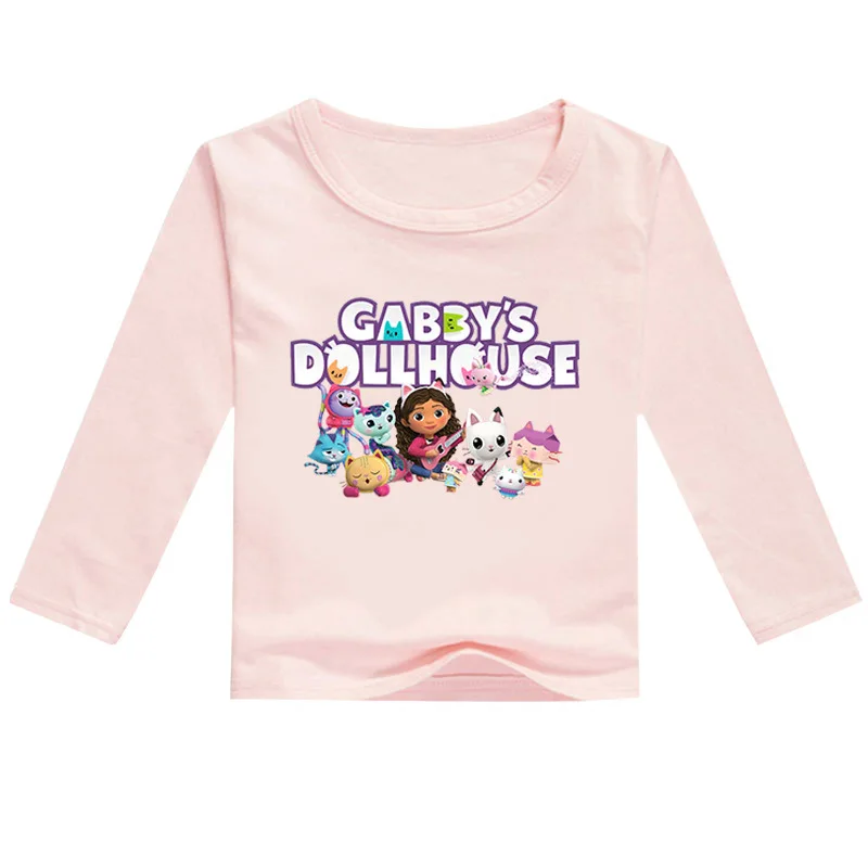 

Anime Gabbys Dollhouse T Shirt Kids Casual Clothes Baby Girls Casual T-shirt Teenagers Boys Long Sleeves Top Children's Clothing