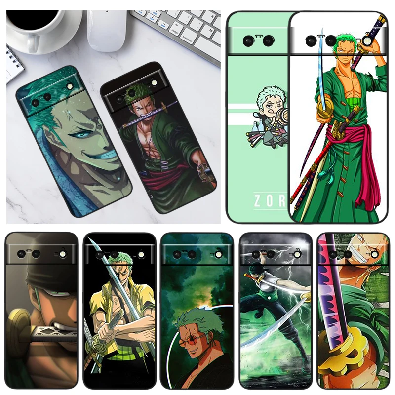 

Anime One Piece Zoro For Google Pixel 6 Pro 6A 5A 5 4 4A XL 5G Black Phone Case Shockproof Shell Soft Fundas Coque Capa