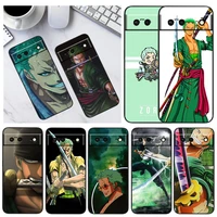 anime one piece zoro for google pixel 6 pro 6a 5a 5 4 4a xl 5g black phone case shockproof shell soft fundas coque capa
