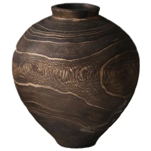 Paulownia Wood Hand Carved Natural Vase Decoration for Home