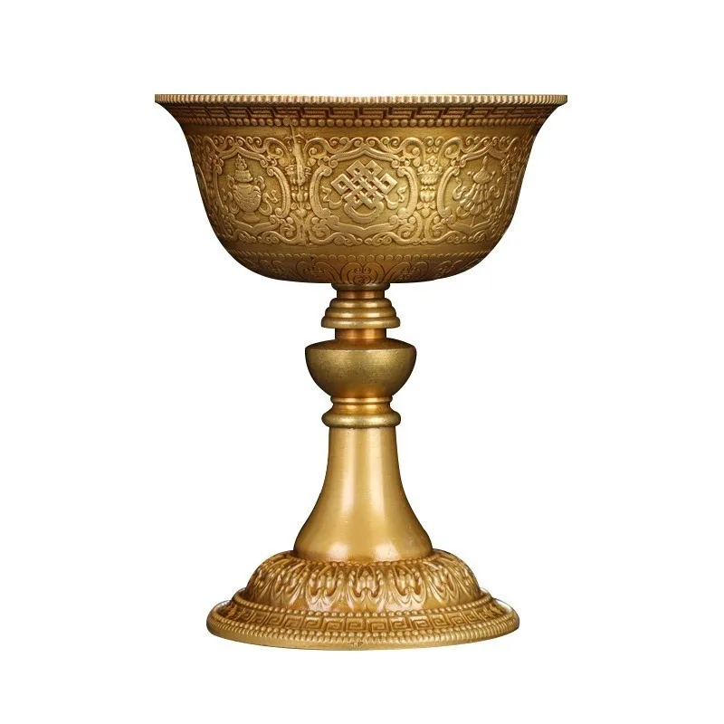 Тибетский латунный держатель для масляной лампы восемь благоприятных символов