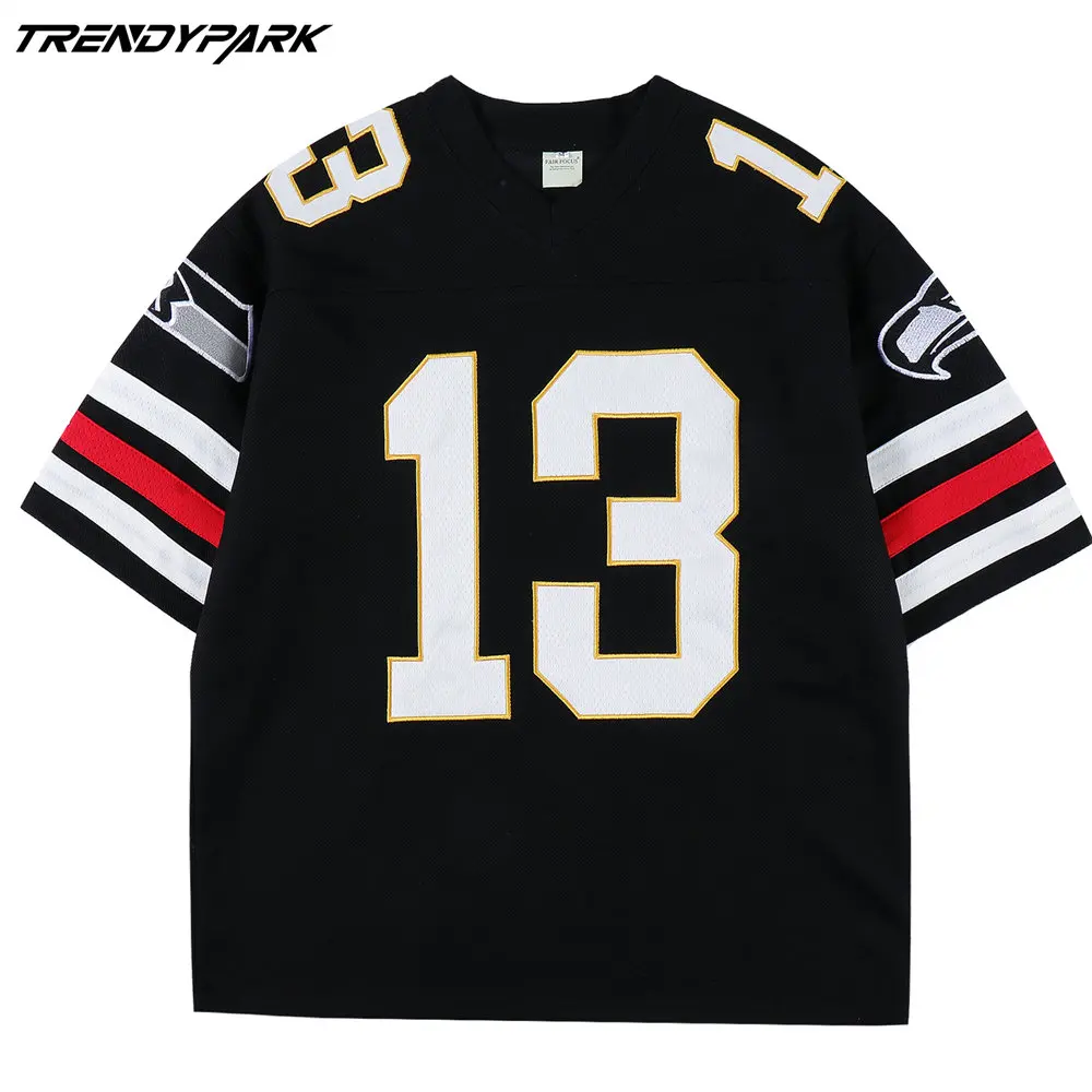 

Men T-shirt Vintage Football Team Jersey Shirt Embroidery Mesh V-neck Tops Men T-shirt 2022 Harajuku Streetwear T-shirt Men