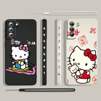 anime hello kitty girl for samsung galaxy s22 s21 s20 s10 note 20 10 ultra plus pro fe lite liquid left rope phone case cover
