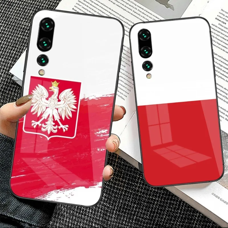 

Poland Polska Flag Phone Case for Huawei P50 P40 P30 P20 Pro Mate 40 30 20 Pro Nova 9 8 7 PC Glass Cover Funda Shell