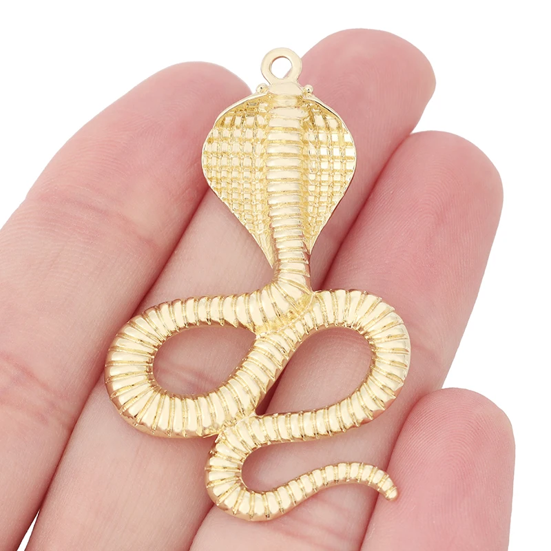 

4 x Gold Color Large Cobra Snake Charms Pendants for DIY Earrings Necklace Jewelry Making Findings Accessories 52x33mm