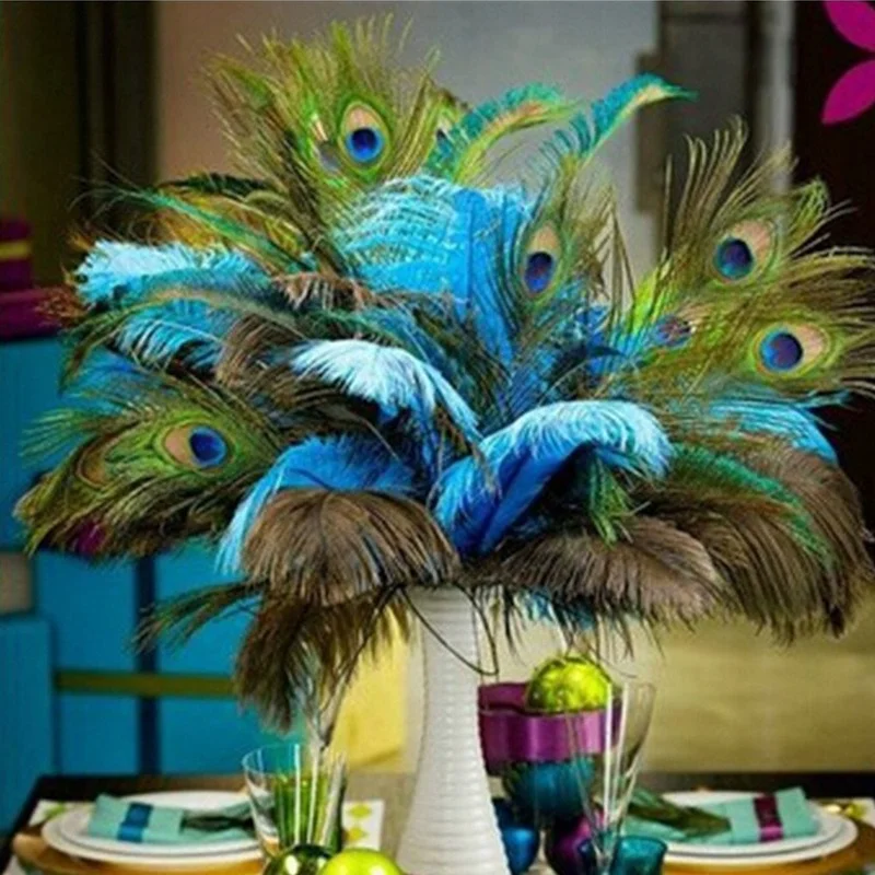 10 шт./лот натуральные перья павлина для украшения вечерние ювелирные изделия