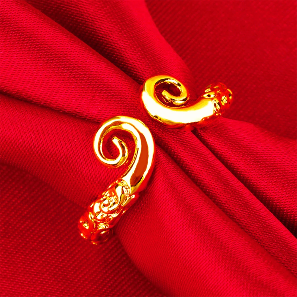 Женское позолоченное кольцо Винтажное с гравировкой дракона регулируемое