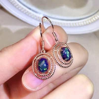 luxury black opal hook earrings for party 6mm8mm 100 natural opal drop earrings solid 925 silver opal dangle