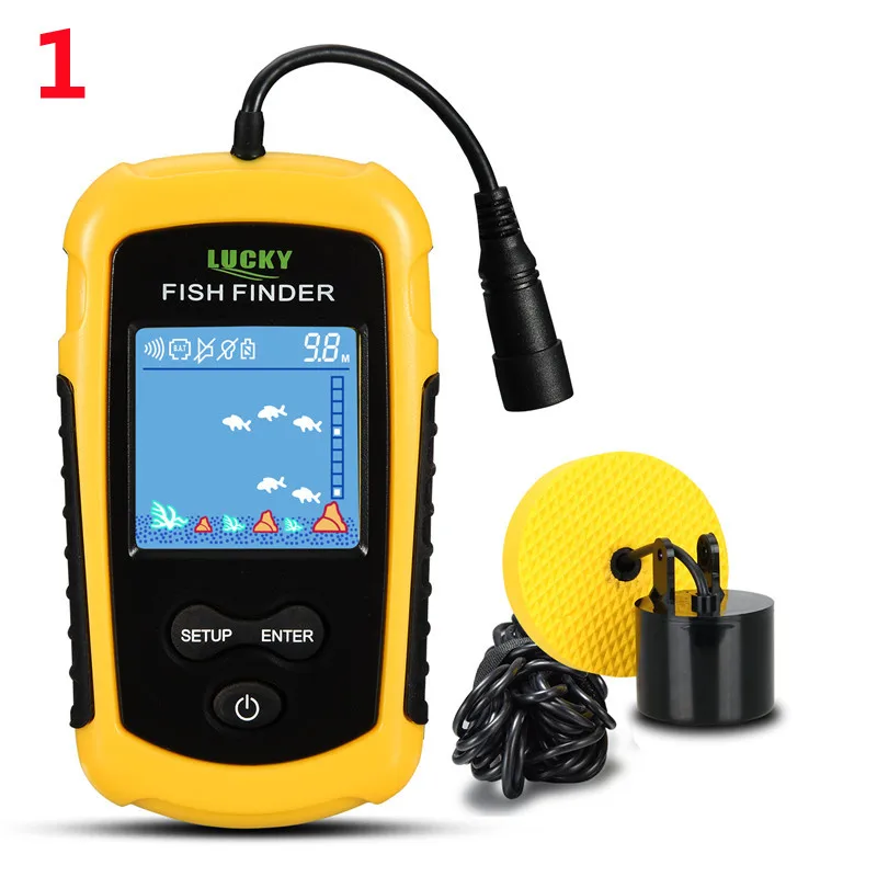 FFC1108-1 Alarm 100M Tragbare Sonar Fisch Finder Angeln locken Echolot Angeln Finder Alarm Transducer See Meer Angeln