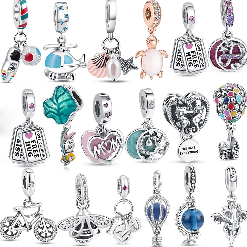 

Fit Original Brand Charms Beads Women DIY Dangle 925 Sterling Silver Jewelry Making Plane Turtle Bee Bicycle Bigeye Bracelet