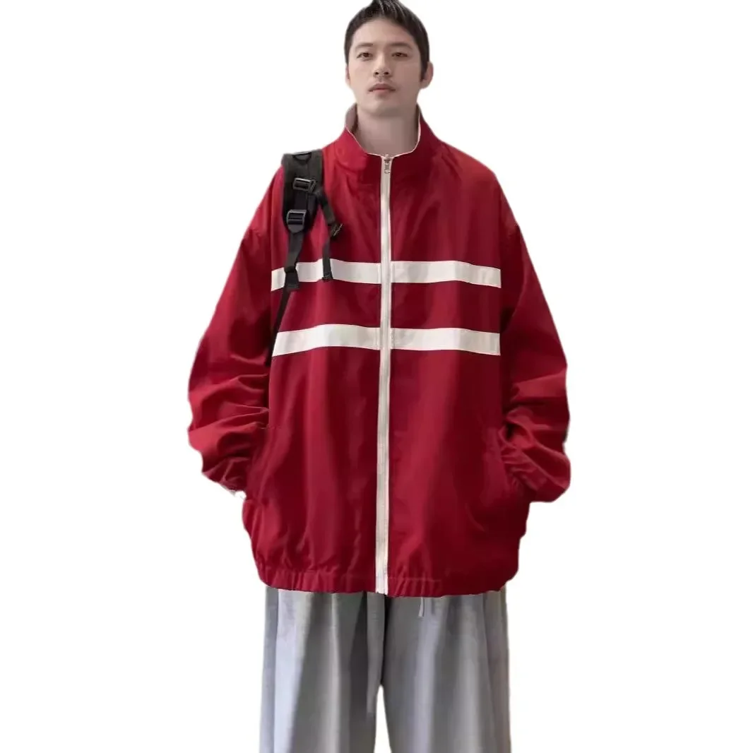 Trendy Autumn Men's Jacket Loose-Fit American Style Vintage Color Blocking High-End Casual Clothing For Teens |