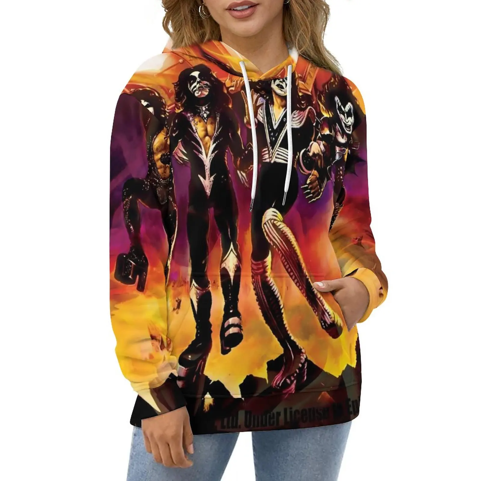 

Худи с принтом рок-группы Kiss Band Y2k, Повседневный пуловер в уличном стиле, толстовка с длинным рукавом и графическим принтом, большой размер 5XL, 6XL