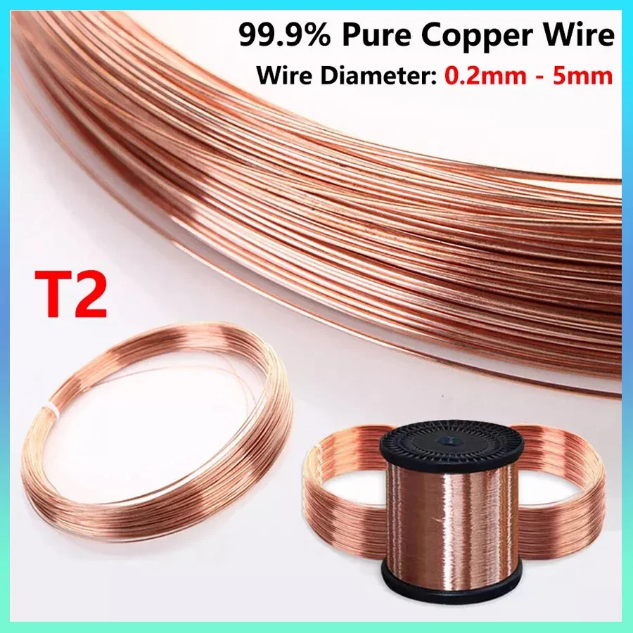 

T2 Твердый яркий 99,9% чистый медный провод без покрытия Круглый сплошной оголенный 0,2 мм 0,3 мм 0,4 мм 0,5 мм 0,6 мм 0,8 мм 1 мм от 2 мм до 5 мм
