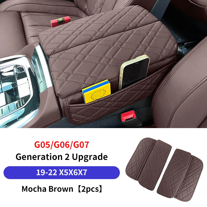 

Защитный чехол для подлокотника центральной консоли автомобиля из искусственной кожи с местом для хранения для BMW X5 G05 F15 X6 G06 F16 X7 G07 G30 G32 6GT F10 G11