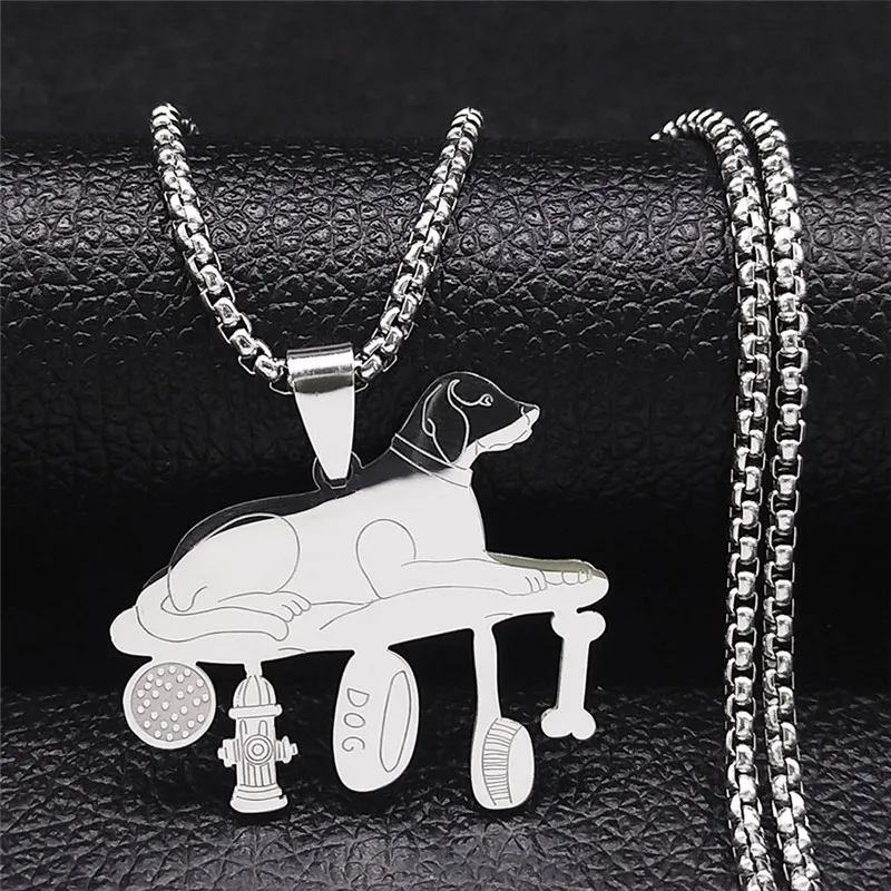 

Cute Animal Dog Stainless Steel Pendant Necklace Puppy Necklaces Pet Lover Children's Birthday Jewelry Gift bijoux femme N2216