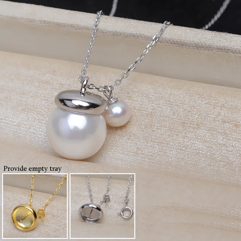 

MeiBaPJ 10mm Round Real Natural Freshwater Pearl Pendant Necklace 925 Sterling Silver Fine Wedding Jewelry for Women