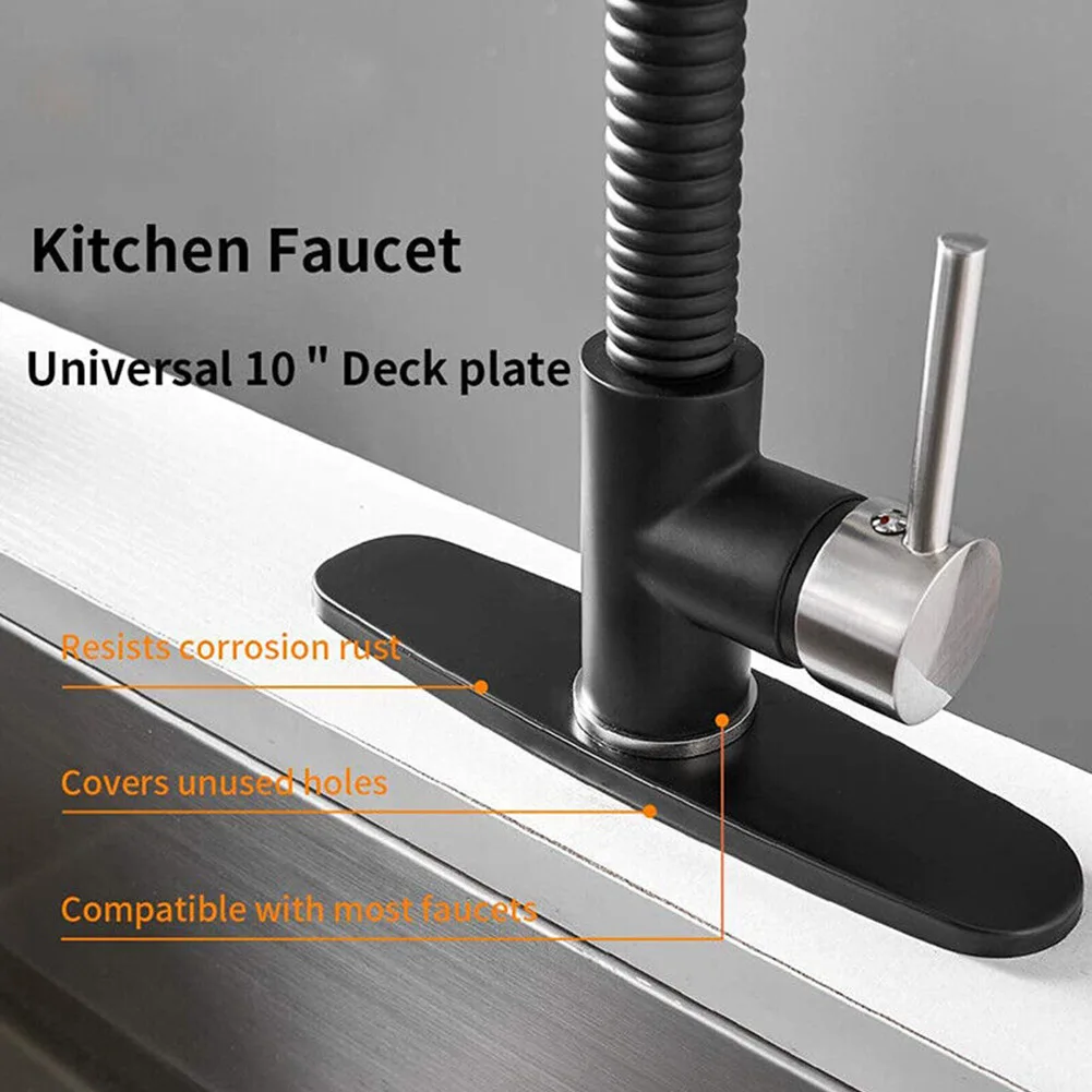 

Faucet Cover Plate Faucet Hole Cover Smooth Surface Stainless Steel Tap Cover Black Compatible Ensuring Quality