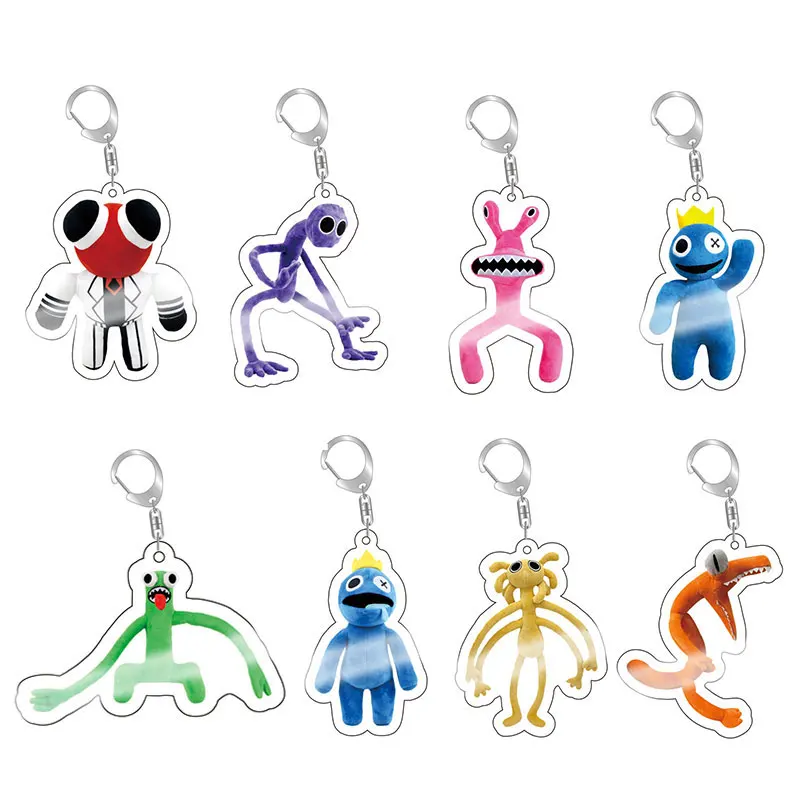 Anime Rainbow Friends keychain Acrylic Cute Bag Pendant key Chain Ring Keyring Accessories Jewelry For Fans Women Christmas Gift