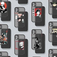 my hero academia anime phone case black color matte transparent for iphone 13 12 11 mini pro x xr xs max 7 8 plus