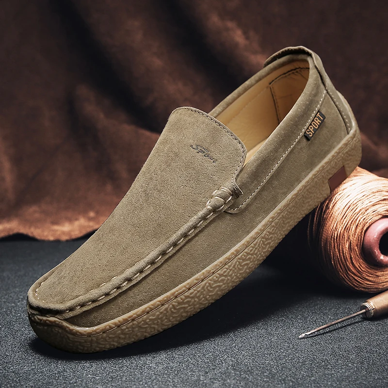 

Лоферы мужские без шнуровки, удобные туфли для вождения, черные, хаки