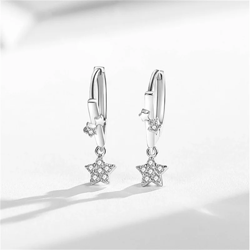 Модные серьги-гвоздики с кисточками и звездой из циркония для женщин девушек