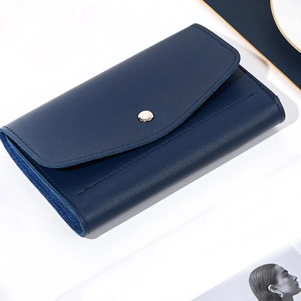 

Useful Solid Color Faux Leather Jewelry Roll Exquisite Modern Design Jewelry Organizer for Travel Jewelry Storage Bag