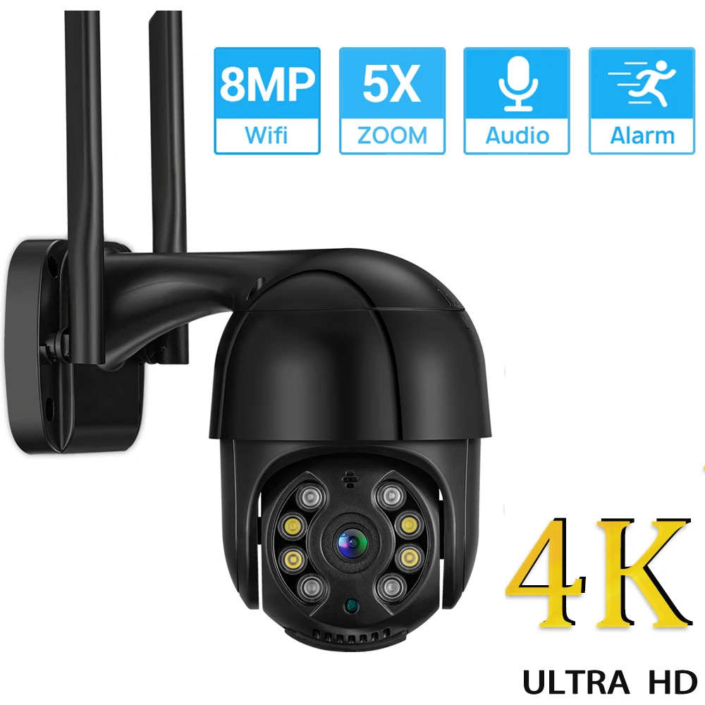 IP-камера видеонаблюдения 8 Мп PTZ Wi-Fi 4K HD 5 МП ONVIF 4-кратный зум H.265 1080P |