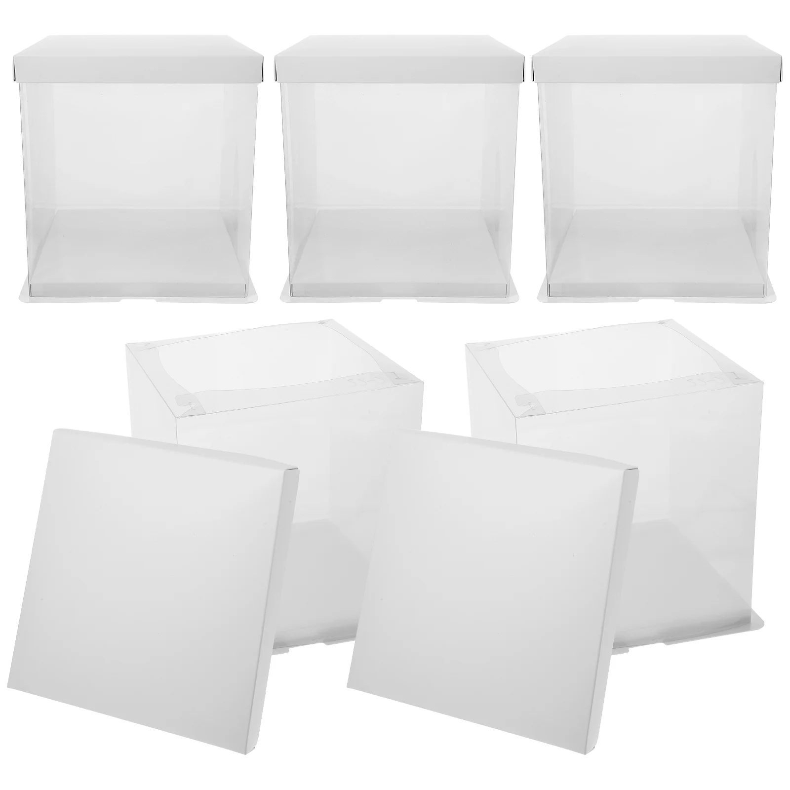 

5 Pcs Cake Box Paper Cups Cookie Packing Supplies Double Layer Clear Container Plastic Bakery Case Biscuit