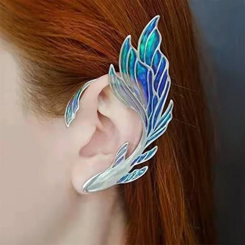 

2022 Moda Olmayan Piercing Kulak Klipler Küpe Kadınlar Için Yanardöner Kelebek Balık Kulak Ejderha Takı Kulak Kanca Tek Sağ Küpe