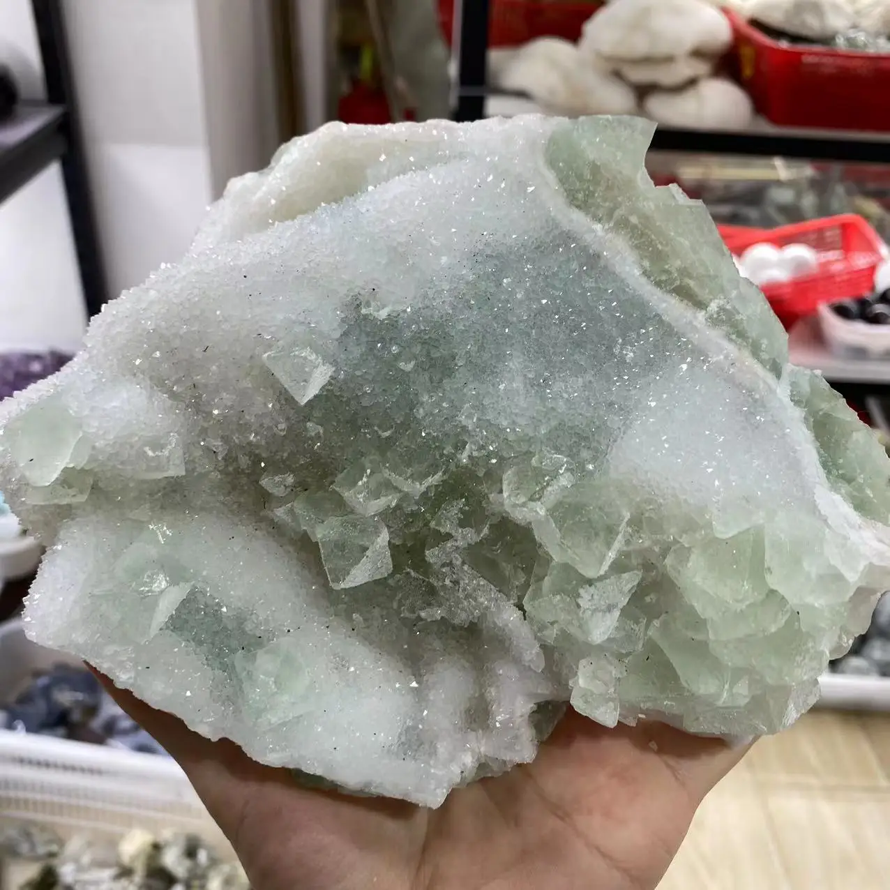 

Natural Fudge Fluorite Crystal Cluster Energy Gem Reiki Healing Room Office Decoration Collection