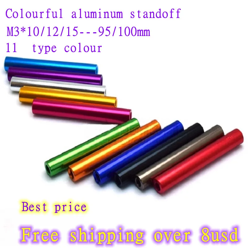 

10 шт./лот M3x10/12/15/20/25/30/35/40/45/60/70/80/90/100 цветная алюминиевая круглая прокладка