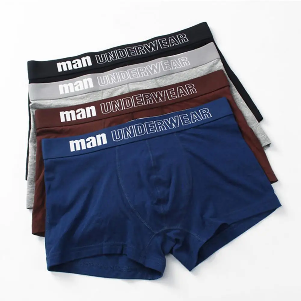

Stylish Men Boxers Breathable Moisture Wicking Elastic Waist Men Underpants Letter Print Boxers Men Inner Wear Clothes