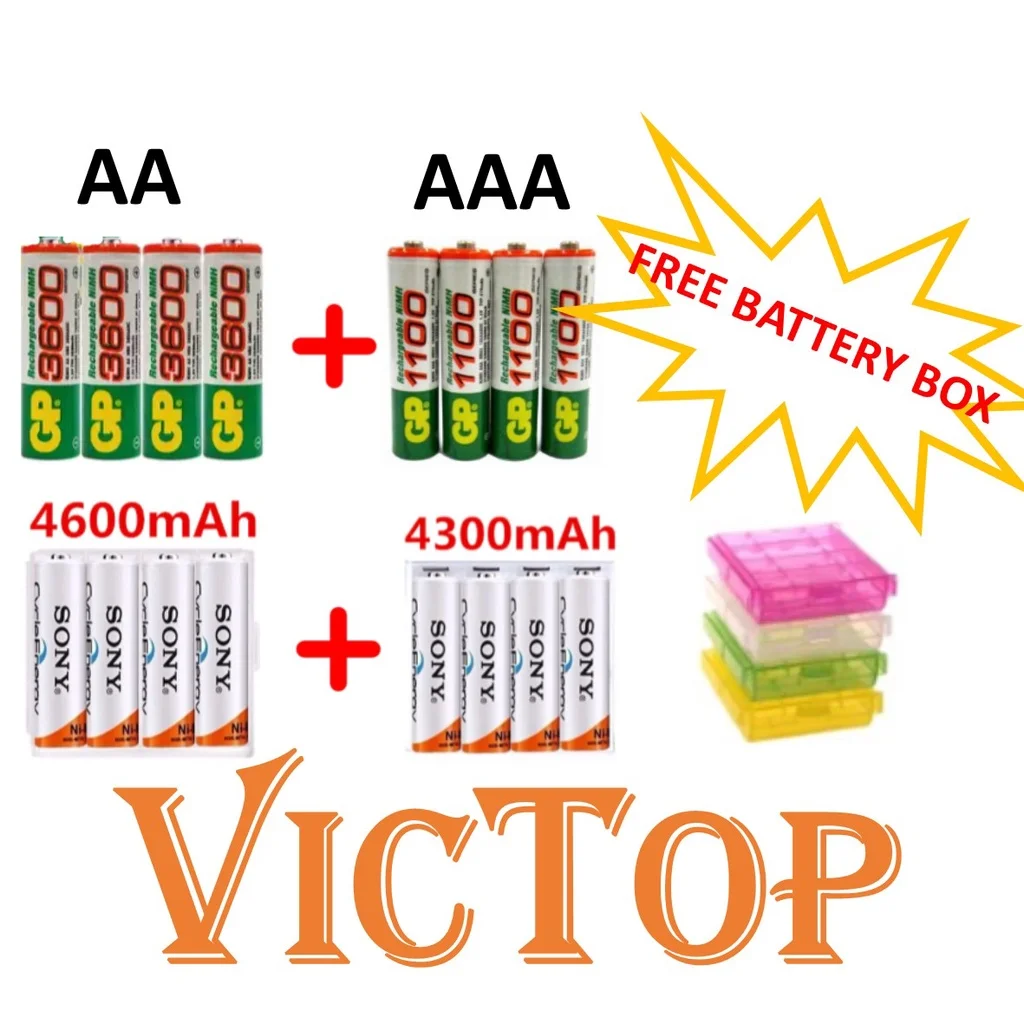 

GP SONY AA AAA 1100mAH 3600mAH 4300mAH 4600mAH 1.2V Rechargeable Battery