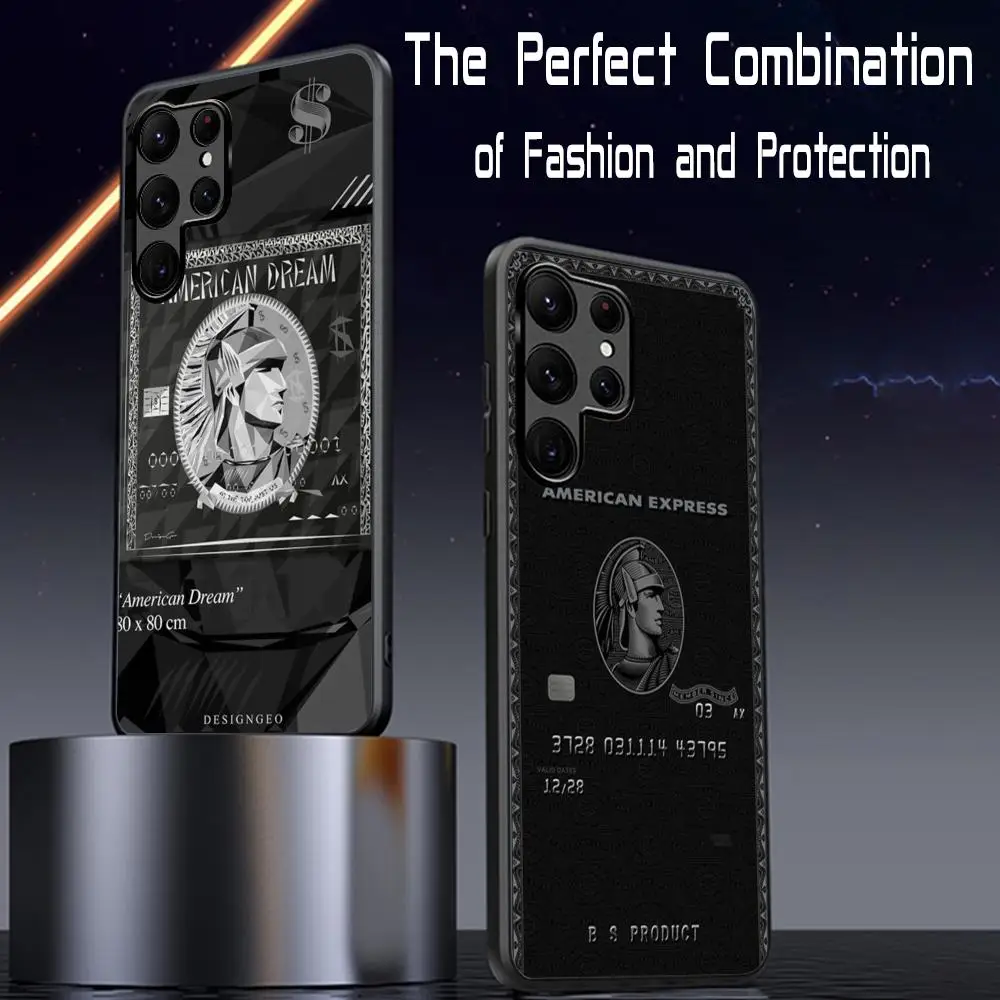 Черный чехол для телефона Amex с дизайном кредитной карты Samsung Galaxy S25 S24 S23 S22 S21 S20 Plus