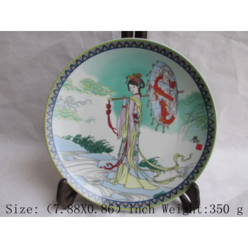 

Цзиндэчжэнь Зонтик Красивая девушка Lu Mei фотопластина тарелка для оценки тарелка для сидения подвесная тарелка украшения