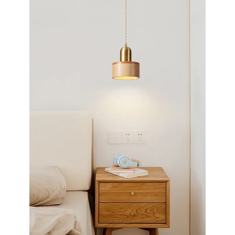 

Pendant Lamp Led Art Chandelier Light Room Decor Nordic Chinese Japanese Simple Solid Wood Brass Kitchen Apartment House Hotel