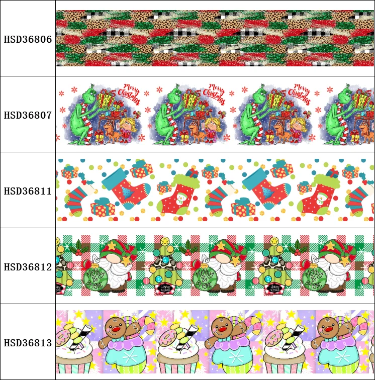 

[HSDRIBBON] Free Shipping 3" 75mm heat transfer printed Christmas series Grosgrain Ribbon 50Yards/Roll