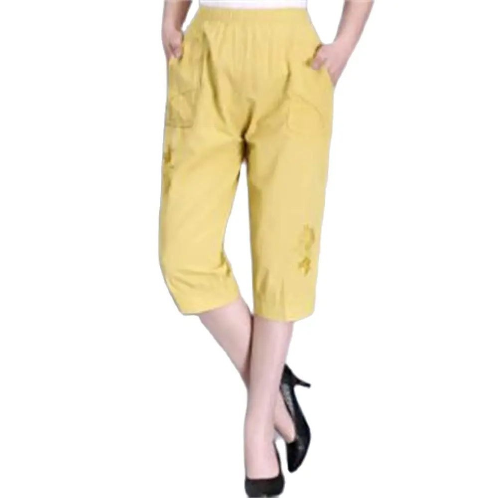 Women 100% Cotton Capris Pants Female Summer 2022 Womens High Waist Pants Woman Candy Color Straight Calf-Length Trousers Thin