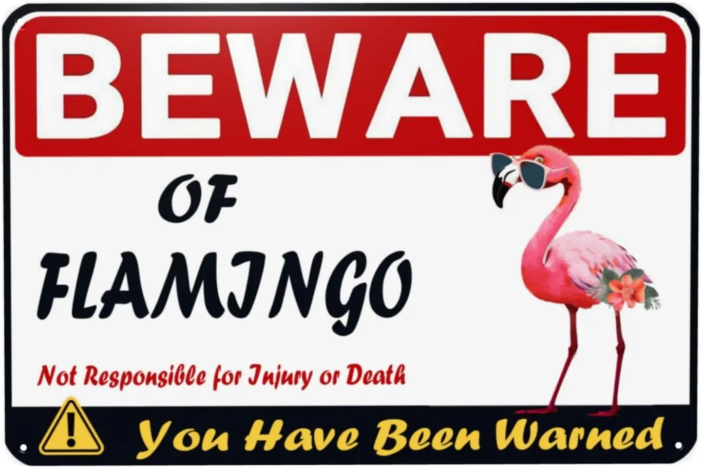 Bewre Of Flmngo Sgn для Decor ccessores Gft for Lover Funny Metl Tn Outdoor ndoor Retro Vntge Wll rt