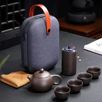 purple clay tea set ceramic tea bowl one pot four cups chinese tea ceremony outdoor portable kung fu teapot set