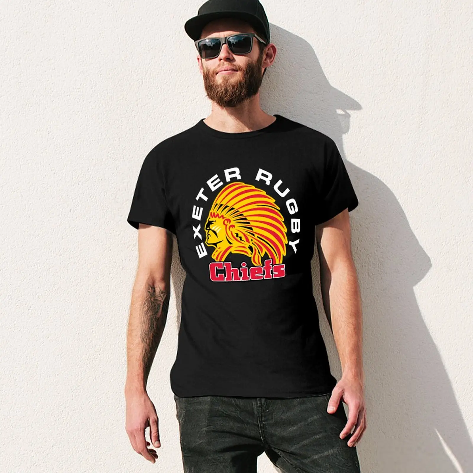 Фото Футболка Exeter Chiefs, большие хлопковые футболки с рисунком, рубашки для тренировок для мужчин №3