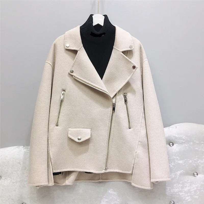 Female Clothing Luxury Autumn Zipper Up Short Elegant Wool Coat Jackets For Women Winter 2022 Overcoat