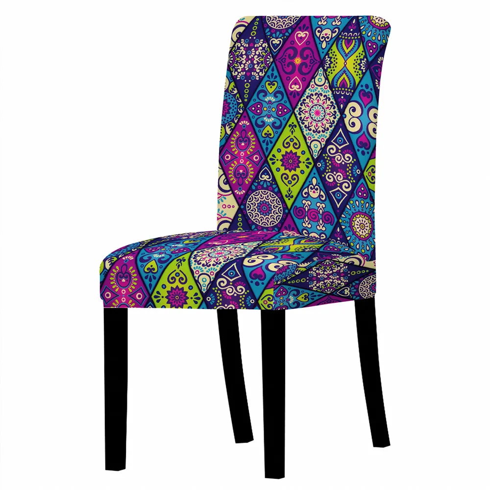 

Boho Mandala Print Stretch Chair Cover High Back Dustproof Home Dining Room Decor Chairs Living Room Lounge Chair Office Chair