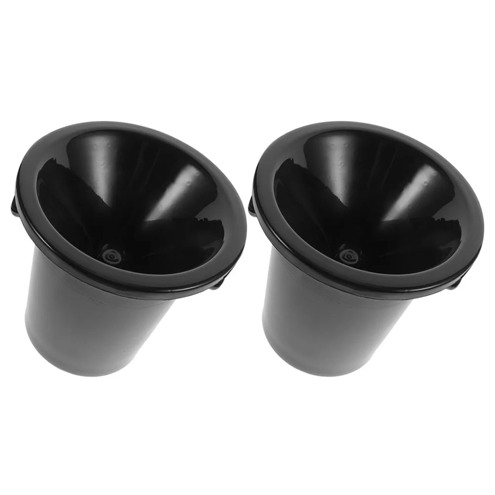 

2 Pcs Spit Barrel Water Buckets Black Spittoons Double Handles Spitting Flagon Tub Dump Ears Plastic Round Tasting